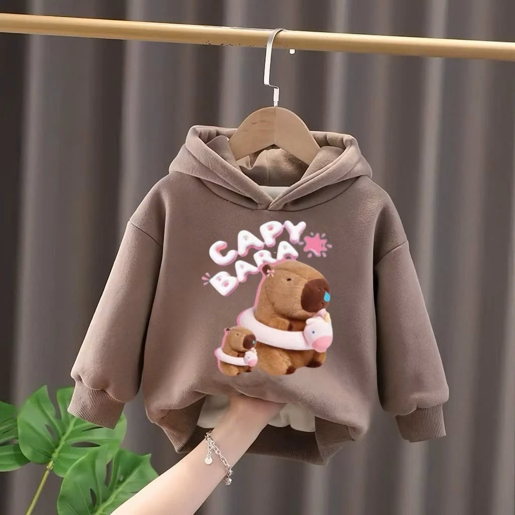 Áo Nỉ Hoodie Thu Đông Trẻ Em 14–45kg Mẫu Capybara – Unisex Bé Trai Bé Gái, Chất Liệu Ấm Áp, Form Đẹp . Mã D57