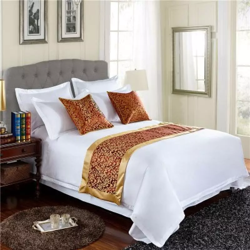 Khách sạn Hạng King Size Bed Runner - In Chăn Ga Gối Khăn & Gối Cho Đôi Full Queen King Foot of Bed, Phòng Ngủ Trang Trí Khách Sạn