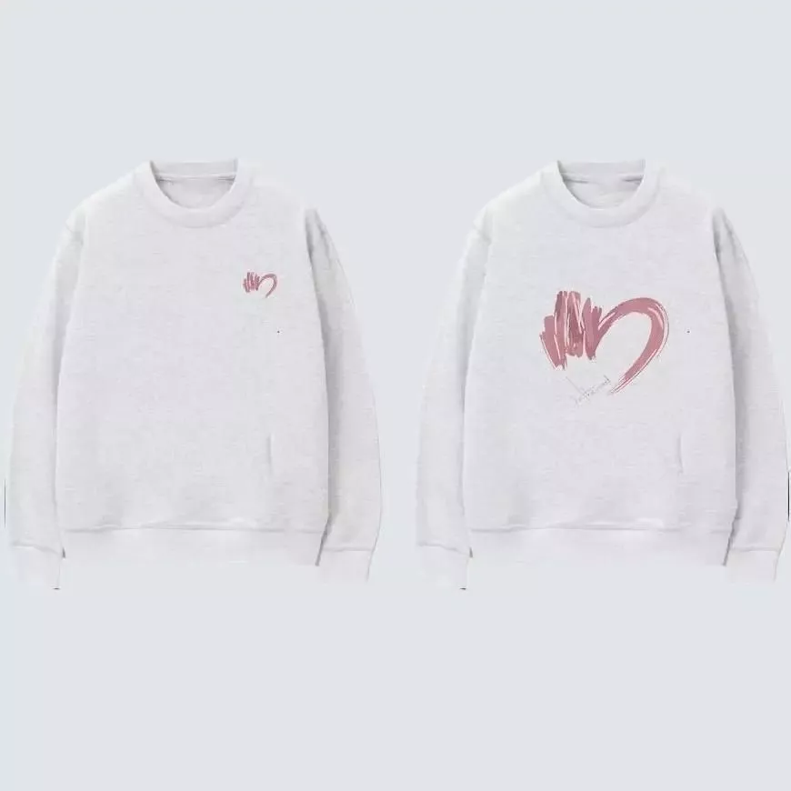 Áo nỉ trái tim hồng nửa kiểu dáng unisex của 2025-2026,áo sweater chất nỉ bông dày dặn form rộng dáng basic