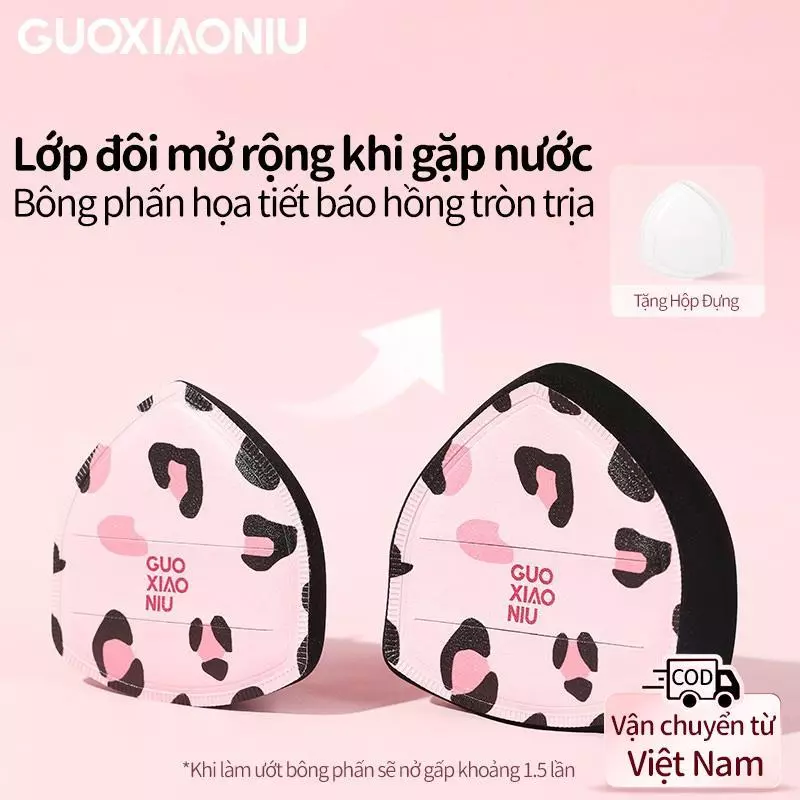 Kem che khuyết điểm in hình Marshmallow Puff Leopard, Guoxiaoniu, Miếng bọt biển nền dạng lỏng và ướt sử dụng kép