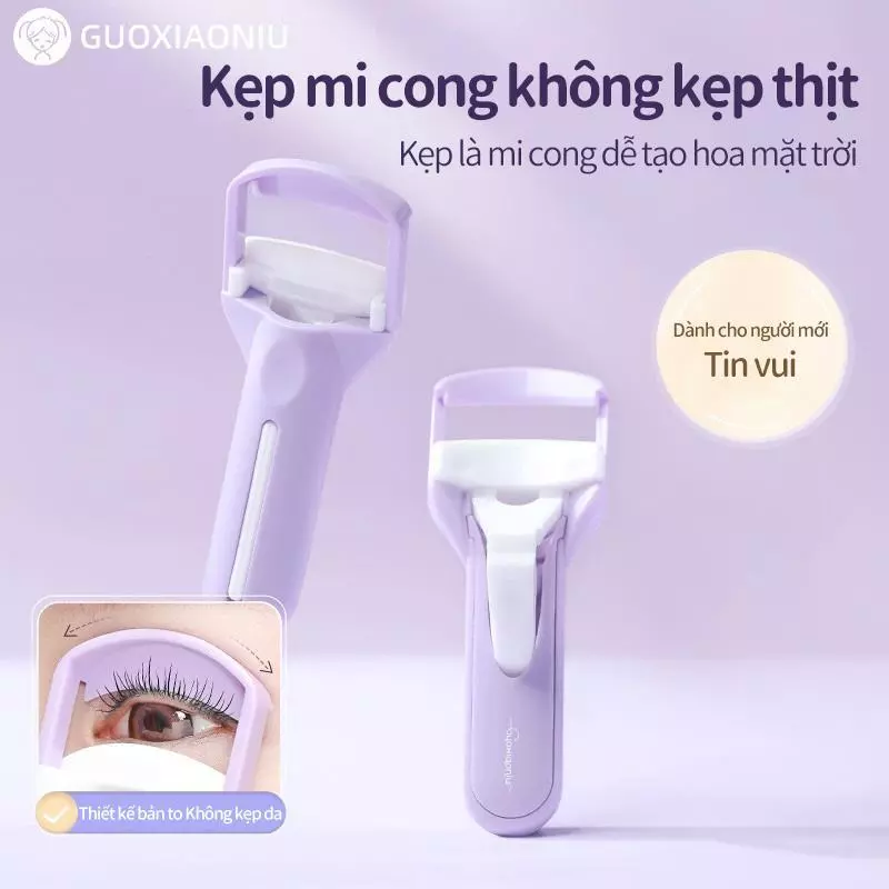 Máy uốn mi GUOXIAONIU, Loại ép cầm tay, Dụng cụ uốn tóc nhỏ, lâu trôi, Thích hợp cho người mới bắt đầu, Máy uốn mi