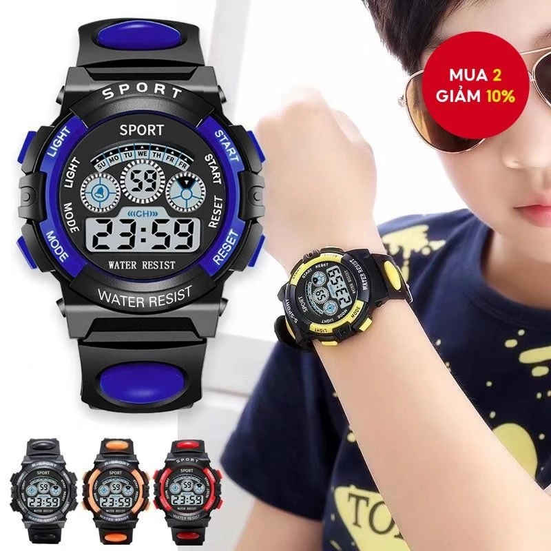 Đồng hồ LED thể thao Đồng hồ kỹ thuật số chống thấm nước Trẻ em Bé trai Bé gái Dây đeo silicon Đồng hồ đeo tay Quà tặng