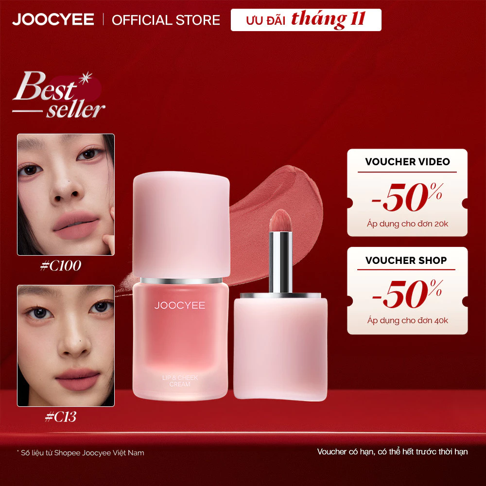 Joocyee Kem má hồng & son đa năng MỚI 2.0 Tự nhiên Dễ tán Lâu trôi