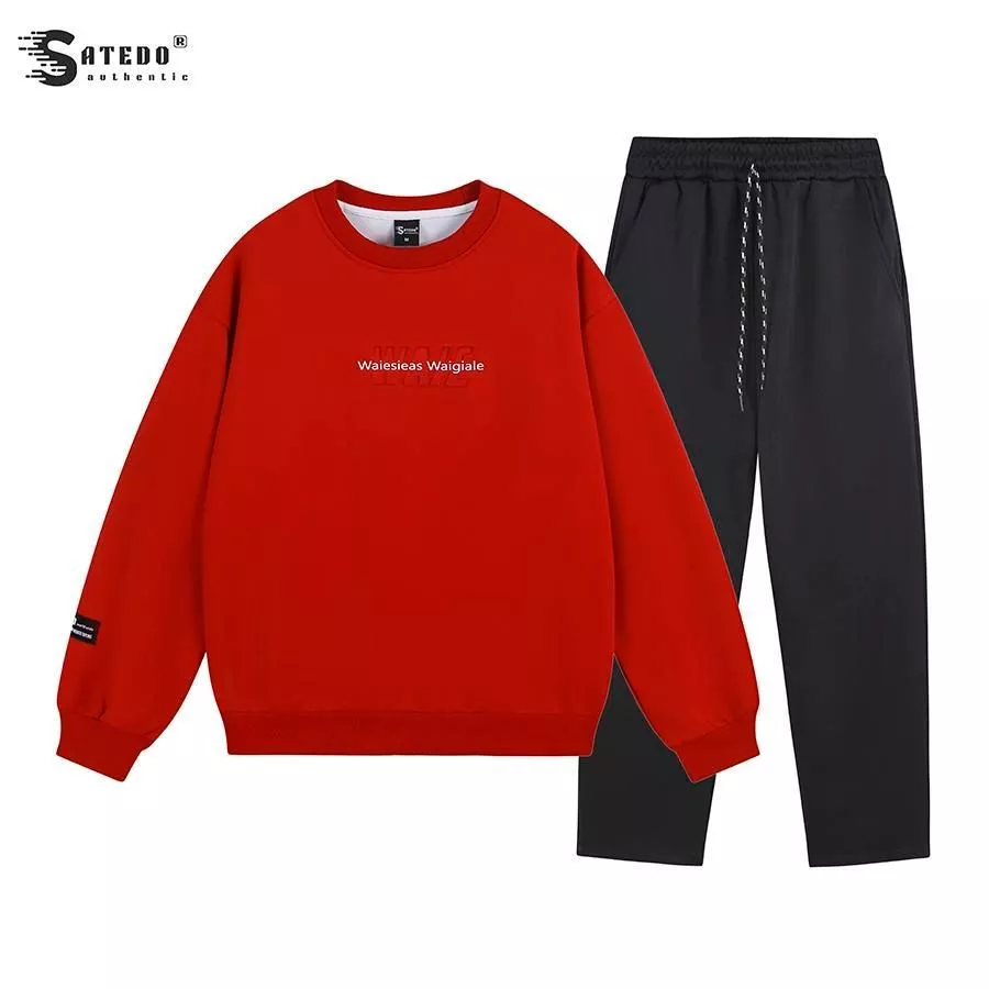 Set bộ nỉ SATEDO cổ tròn, form Unisex, chất liệu nỉ hai da cao cấp,  phong cách trẻ trung với chữ nổi WAIE mã SP: BD81