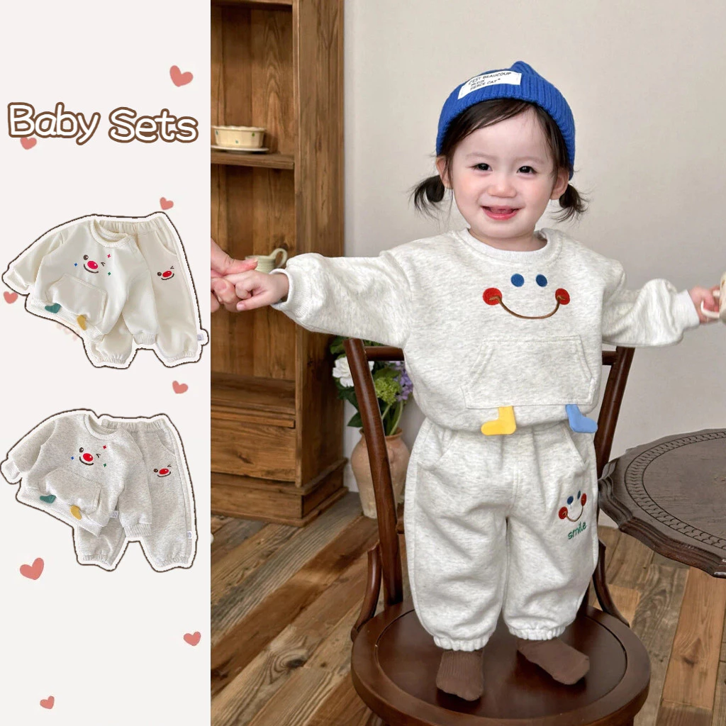 Bộ đồ trẻ em Họa tiết hoạt hình dễ thương Áo Cotton dài tay mềm mại với bộ quần dài Bộ quần áo trẻ em 3-36 tháng