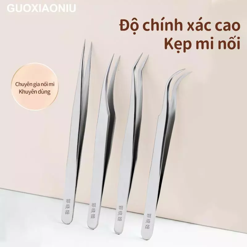 Kẹp nối mi chuyên dụng GUOXIAONIU, thép không gỉ chống trượt, độ chính xác cao, dành cho kỹ thuật viên lông mi & người mới bắt đầu, dễ dàng nhặt từng lông mi