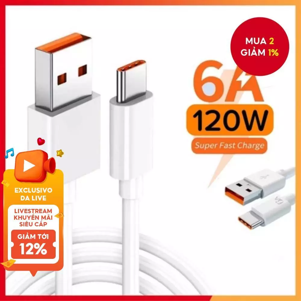 Cáp Sạc Nhanh Cực Mạnh 120w Usb Type-c 6a Cho Tất Cả Các Điện Thoại Xiaomi