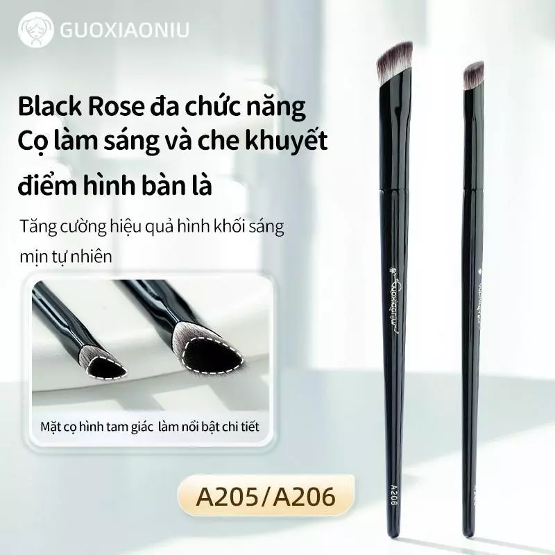 Bàn chải che khuyết điểm GUOXIAONIU Guo Xiaoniu, Lông sắt nhỏ màu đen, Hiệu ứng làm sáng da, Thích hợp cho mặt trung bình và nền, Bàn chải rãnh rách, Có thể sử dụng làm Highlighter