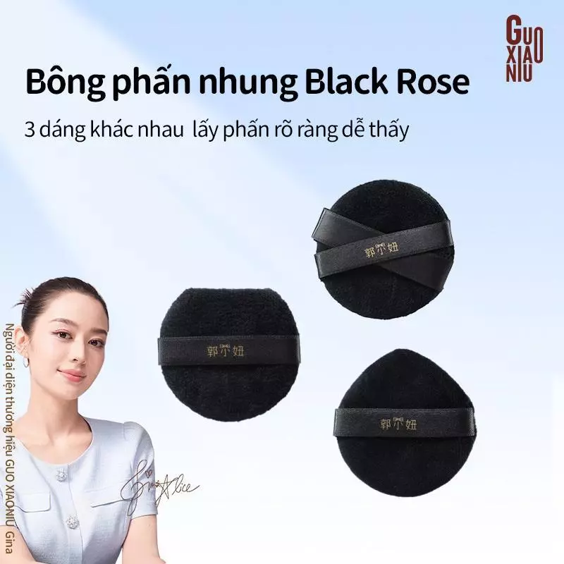 GUOXIAONIU Bột hoa hồng đen phồng, mềm mại và mịn màng, Độ bám dính tốt, Kiểm soát dầu, cho bột rời & bột ép, Kem nền mịn tự nhiên