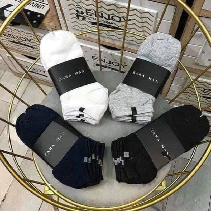 Set 10 Tất Vớ Zara Nam Nữ Cổ Ngắn Chất Liệu Cotton Mềm Mịn Thoáng