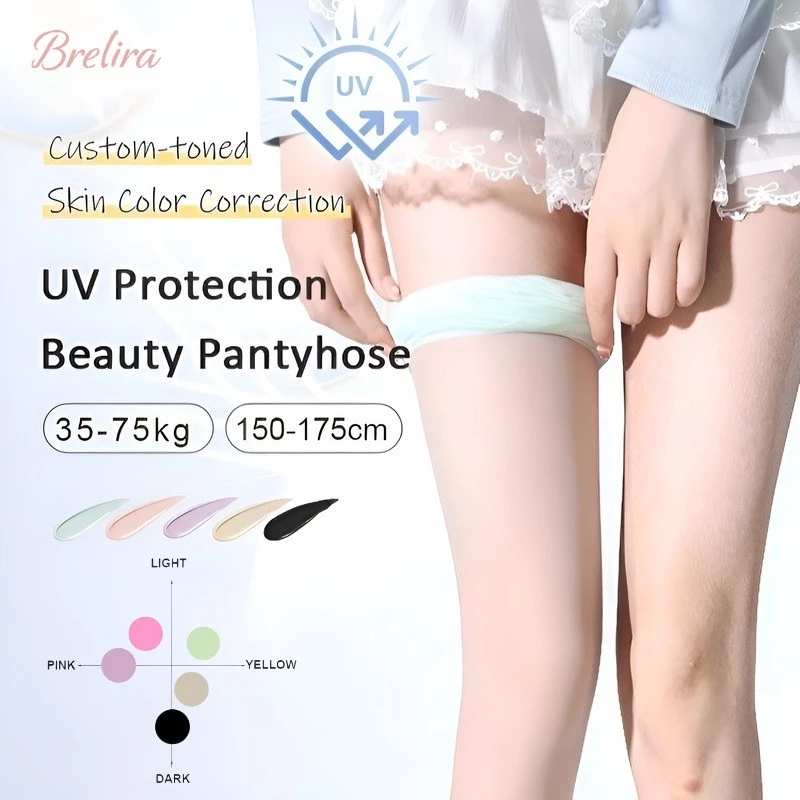 『Brelira』0D Quần tất mỏng siêu mỏng chống nhăn màu da, chống nắng, làm đẹp, tất lụa màu xanh bạc hà vô hình