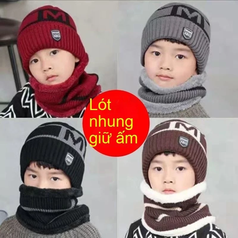 M ũ bé trai thu đông Trẻ em len hàn quốc phiên bản ấm áp và nhung khăn tai chống gió mùa đông