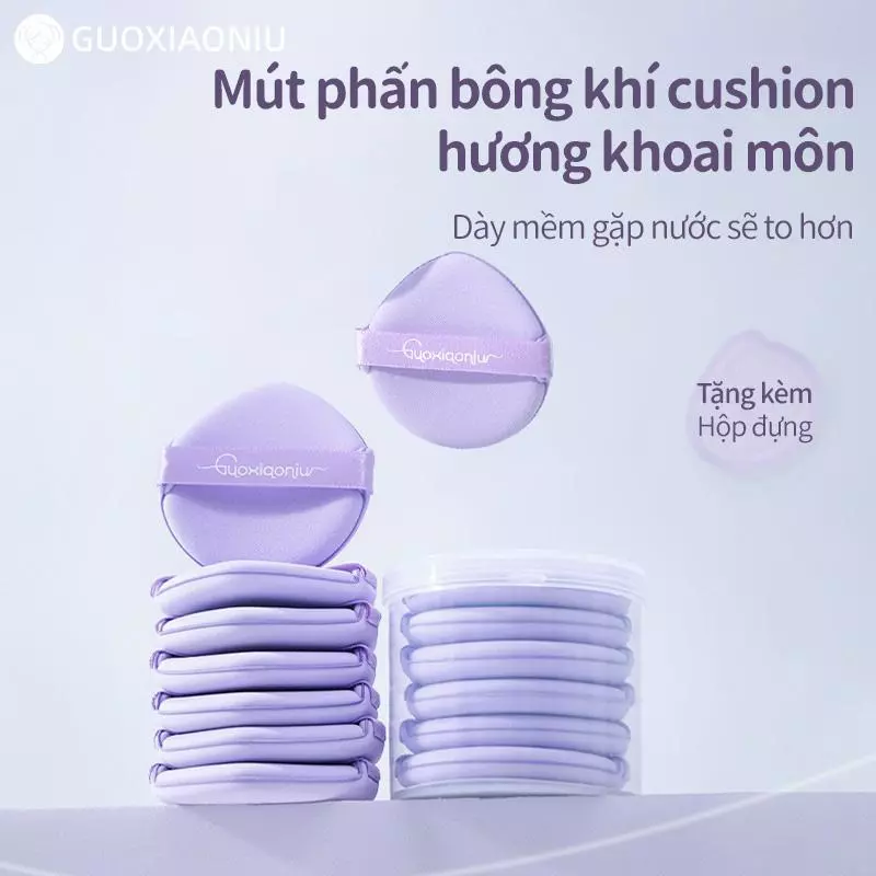 Miếng bọt biển nền màu Taro, GUOXIAONIU, Loại dày, Sưng khi ướt, Mềm mại như bông, Hỗn hợp nền mịn màng, Được sử dụng để tạo bột, Dụng cụ trang điểm