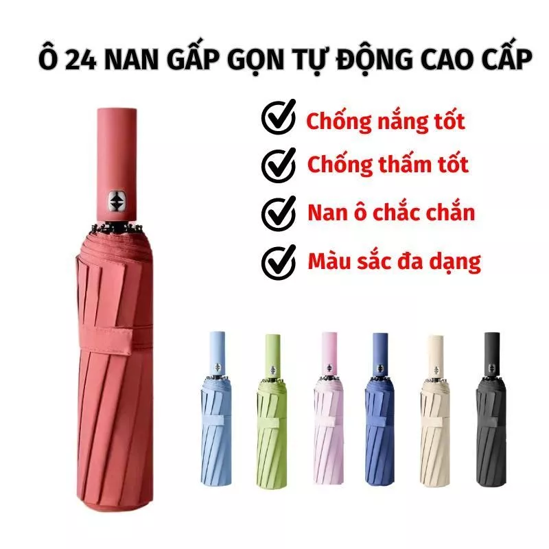 Dù Che Mưa Gấp Gọn, Ô Đi Nắng 24 Nan Chắc Chắn Chống Gió Giật Dùng Cho 2 Người