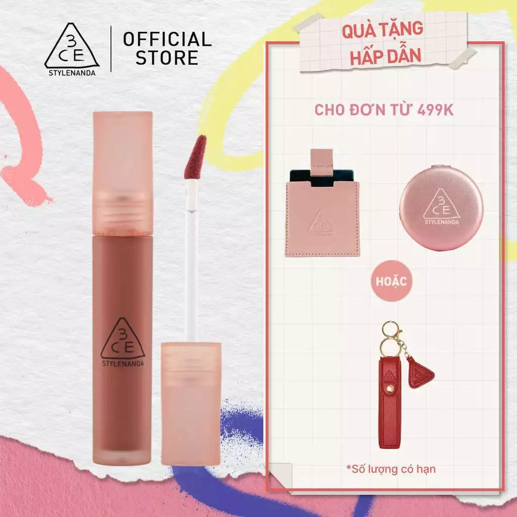 Son Kem 3CE Cho Viền Môi Mờ Ảo Không Lem Blur Water Tint