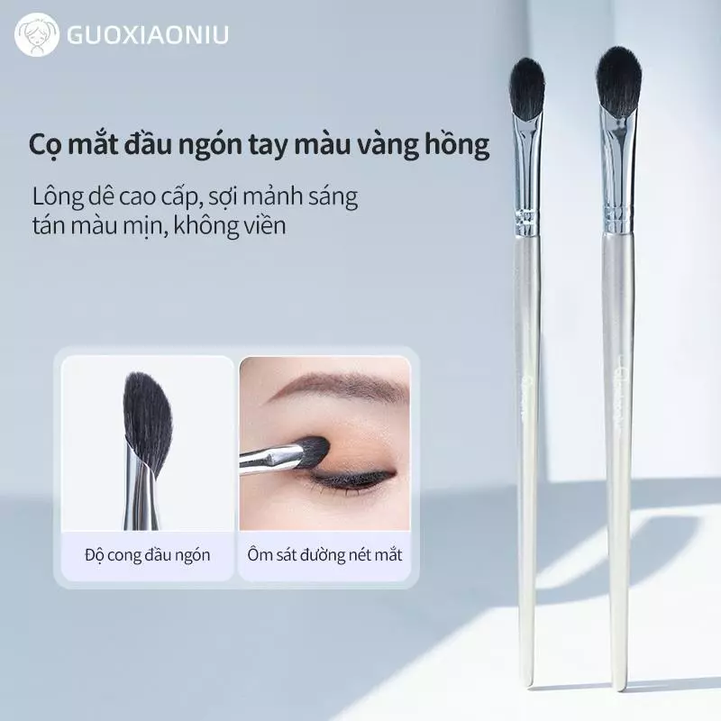 Cọ phấn mắt đầu ngón tay GUOXIAONIU – Màu pha trộn, viền mờ & chi tiết làm nổi bật, Lông thú tự nhiên mềm mại và mịn màng, 1 mảnh