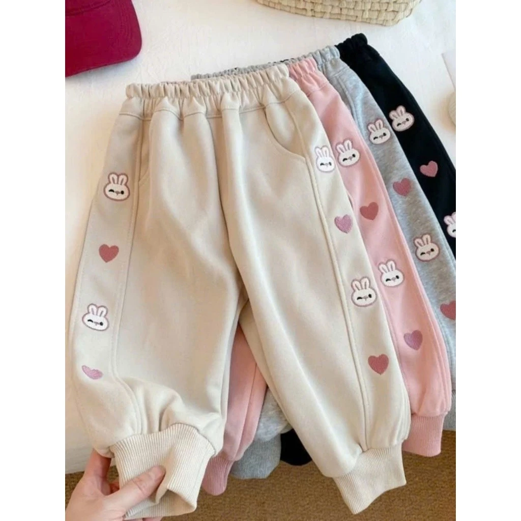 Quần nỉ thu đông bé gái 14-45kg mẫu trái tim | Quần nỉ ấm áp mềm mịn | Quần dài mùa lạnh . Mã D18