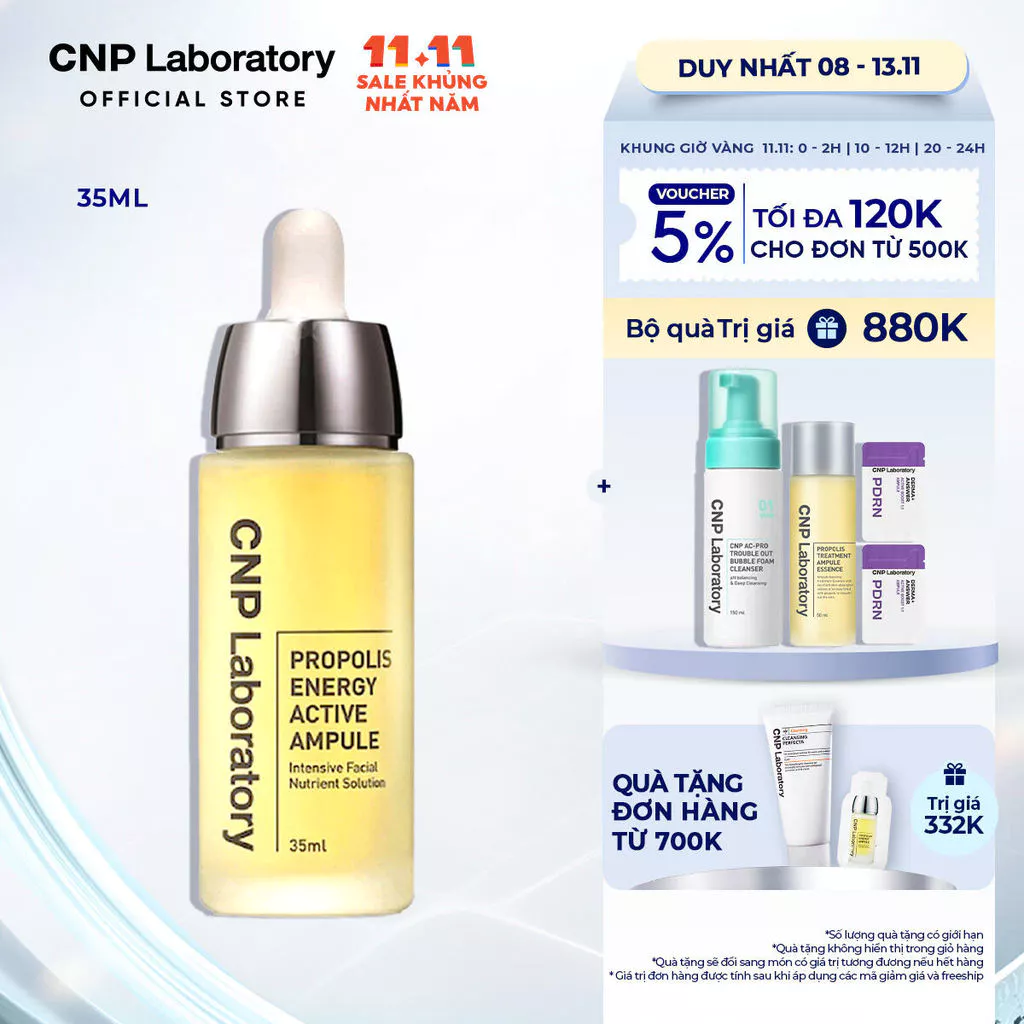 [CNP Laboratory Official] Tinh chất tái tạo phục hồi da chiết xuất keo ong CNP Propolis Energy Active Ampule 35ml