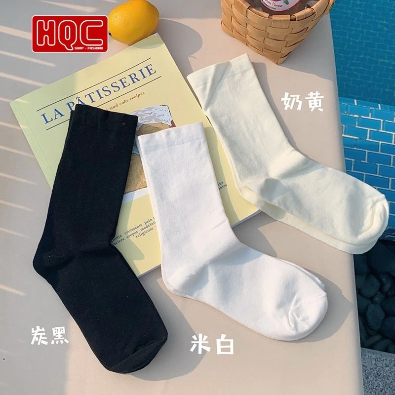 Tất Nữ Cổ Cao Cotton Co Giãn – 3 Màu Basic Hot Trend, Siêu Êm, Thấm Hút Tốt, Dễ Phối Đồ, Set 10 Đôi Siêu Tiết Kiệm