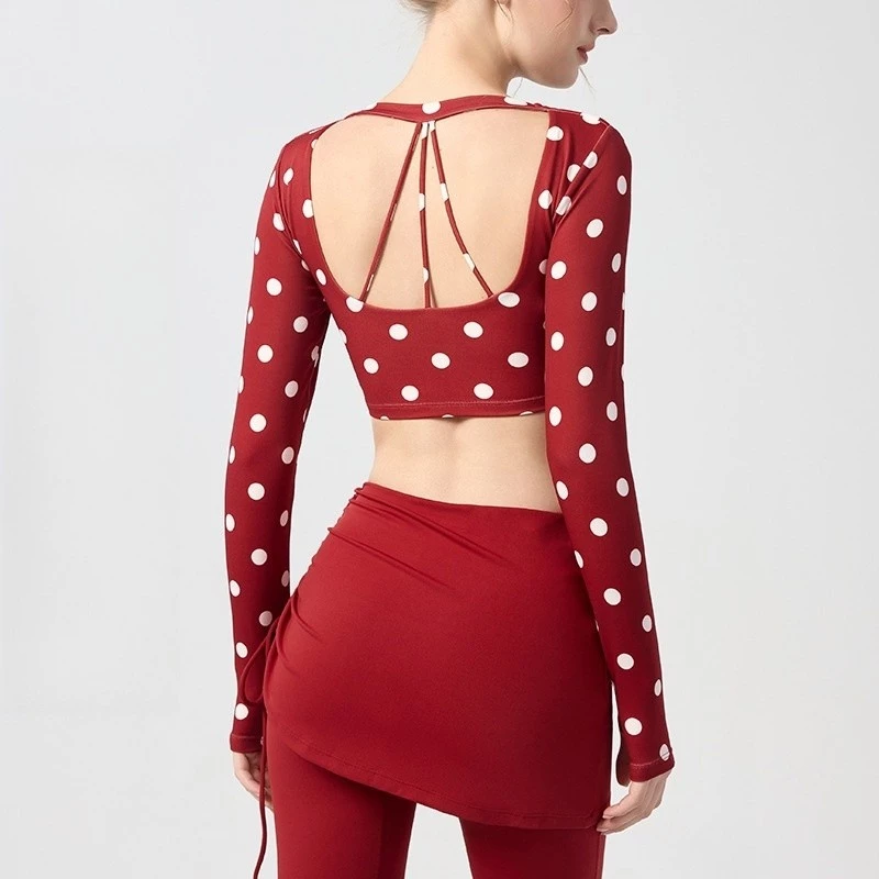 [L.CIRCLE] Yoga Sport Top Deep V Dài Tay Khỏa Thân Lưng Đẹp