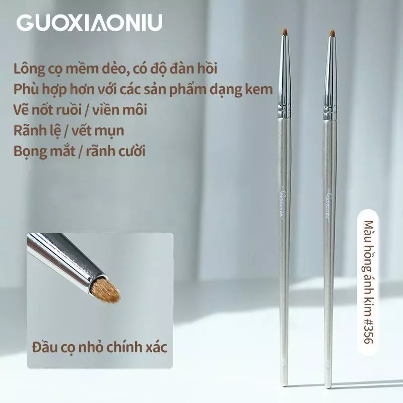 Bàn chải che khuyết điểm tinh tế GUOXIAONIU Vàng hồng # 356 Đầu nhỏ Vỏ pha trộn mịn tự nhiên Vòng tròn tối và vết mụn Thích hợp cho người mới bắt đầu