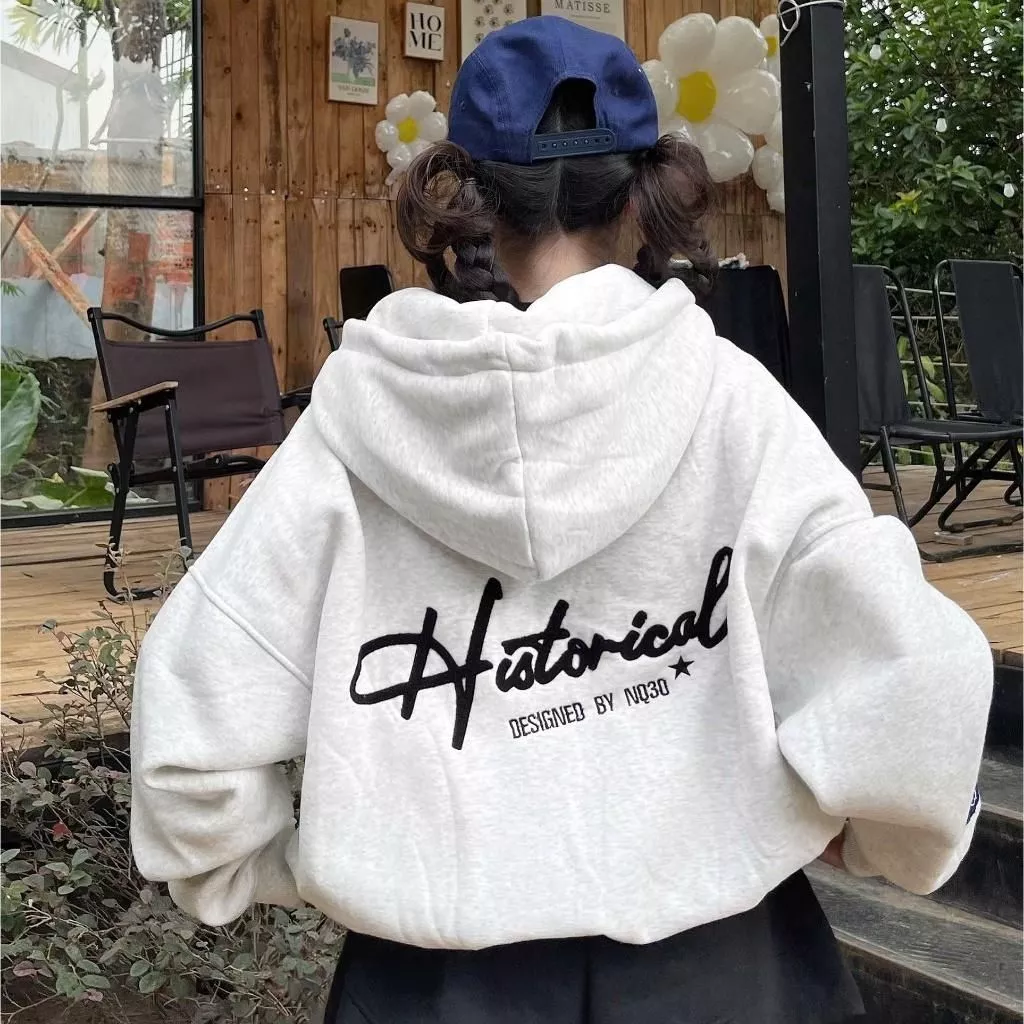 Áo Khoác Hoodie Zip Coton của 2025-2026 Thêu Xù Form Boxy Rộng Nam Nữ Unisex  Phong Cách Hàn Quốc Chất Liệu Cotton