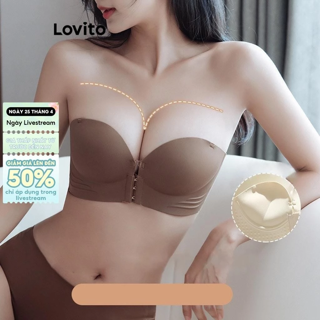 Lovito Áo Ngực Bralette Da Mềm Mại Cài Nút Phía Trước Dành Cho Nữ Mùa Hè LNM66068