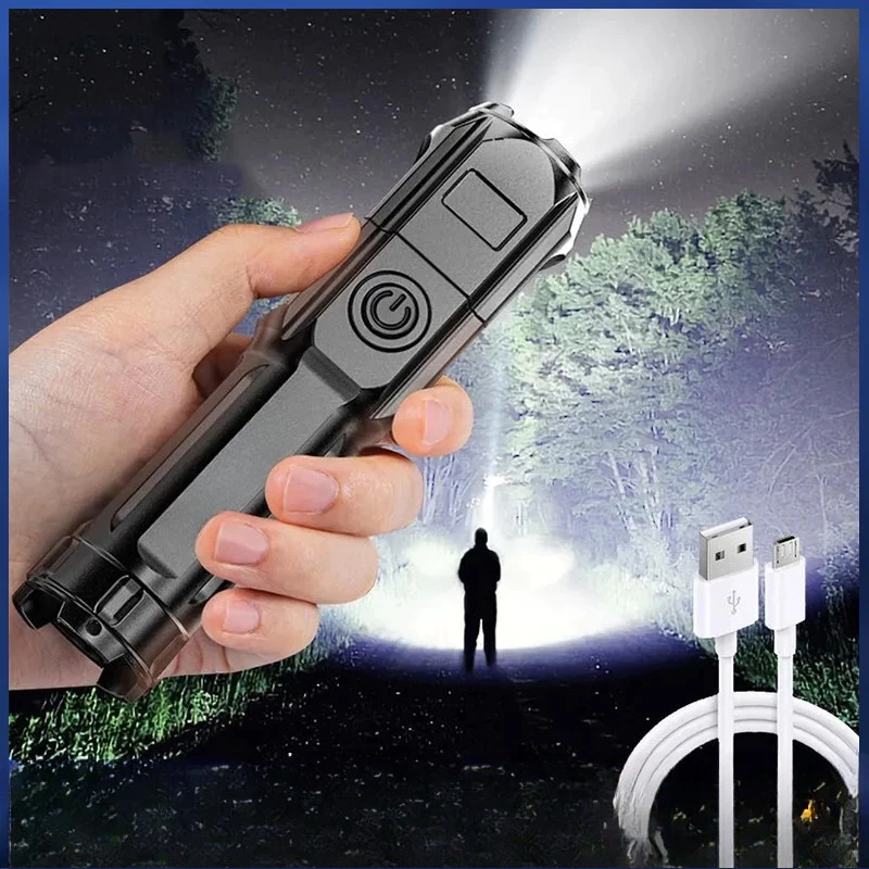 👍👍👍Đèn pin Led cầm tay siêu sáng có Zoom xa gần pin trâu chống nước đèn pin sạc cầm tay