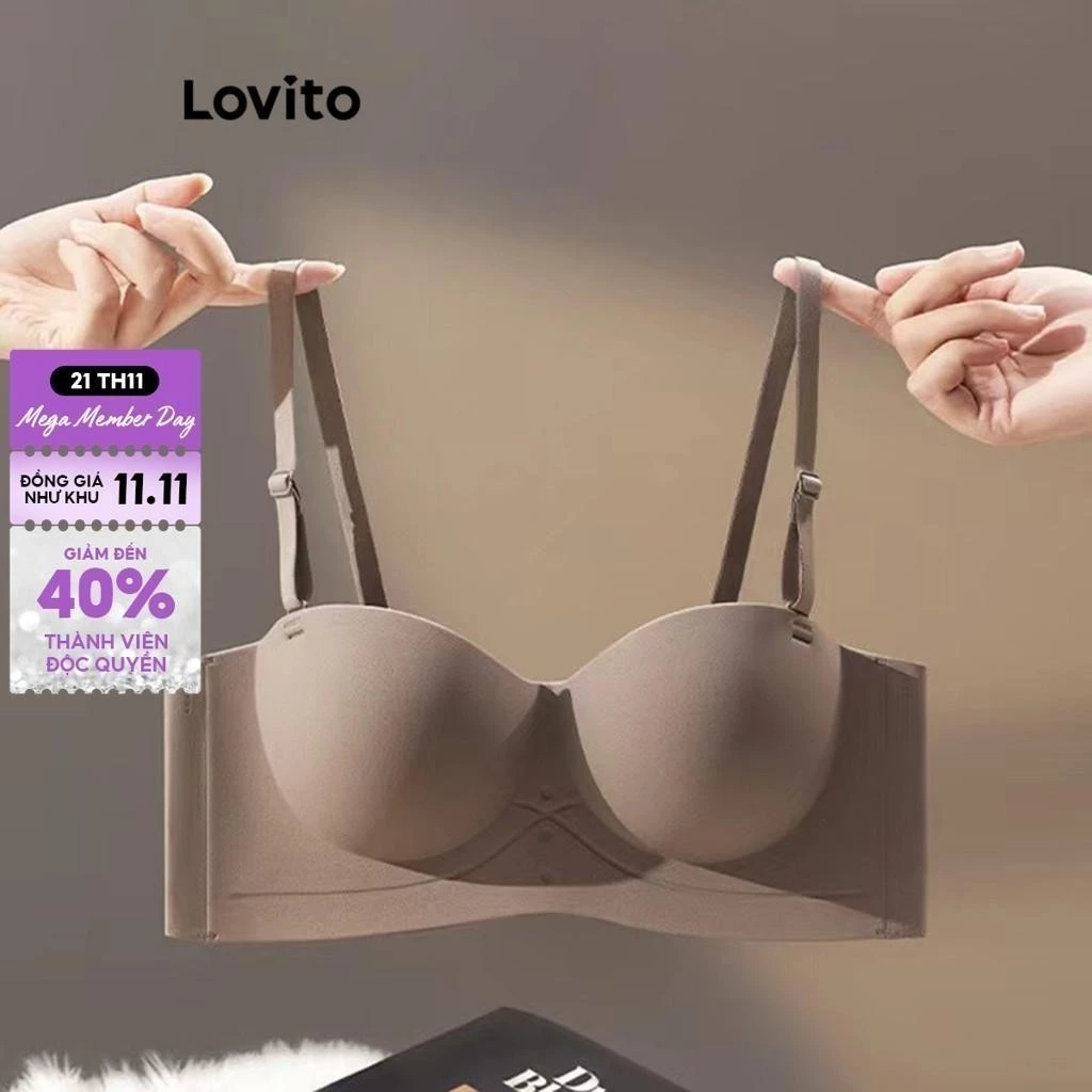 Lovito Áo Ngực Bralette Thoáng Khí Thông Thường Áo Ngực Bralette Cơ Bản Dành Cho Nữ LNE37064