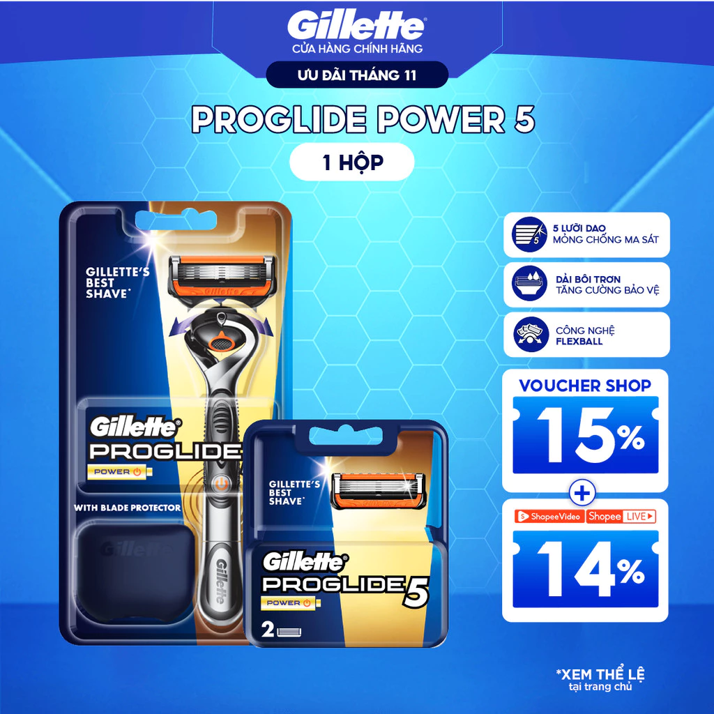 Dao cạo Nam/Lưỡi Dao Cạo GILLETTE Proglide Power 5 (Tặng kèm Pin khi mua cán dao)