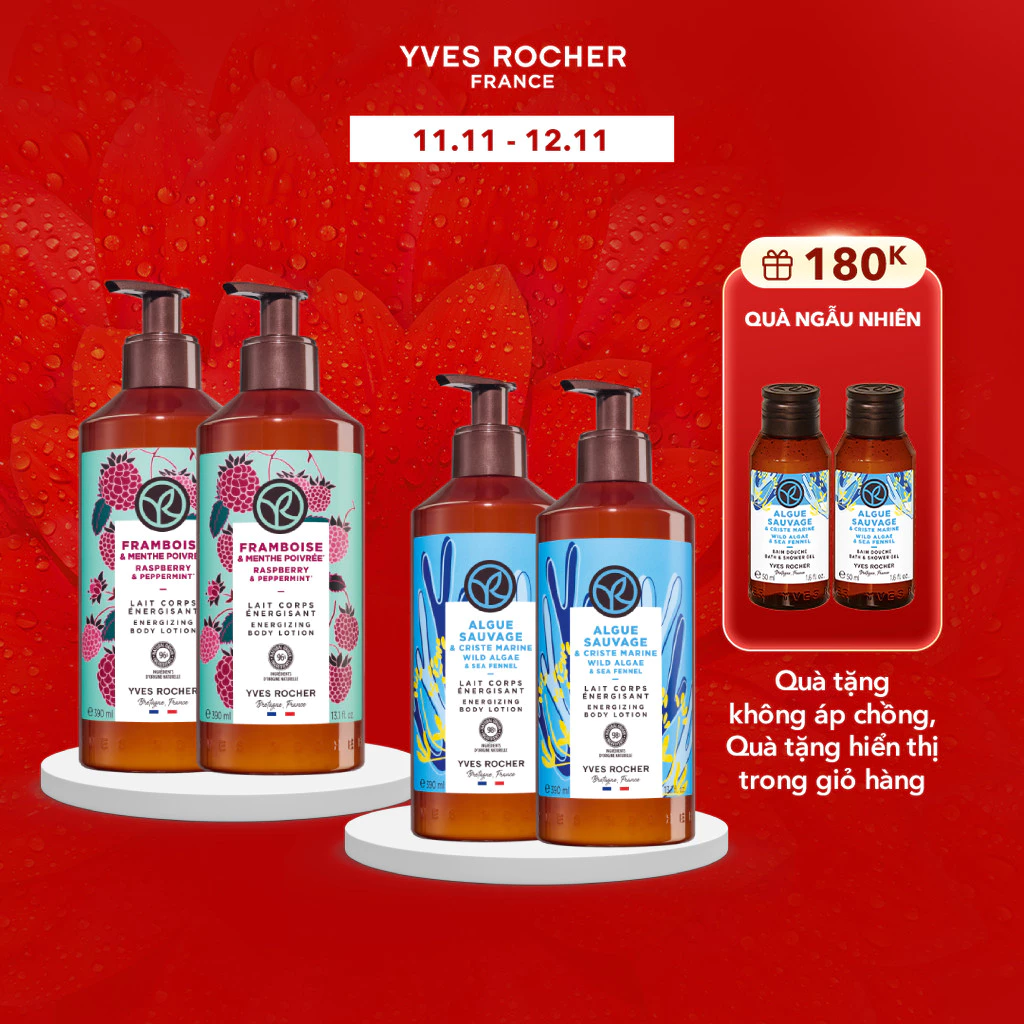 Combo 2 sữa dưỡng thể thiên nhiên Yves Rocher Body Lotion 390ml (cùng mùi)