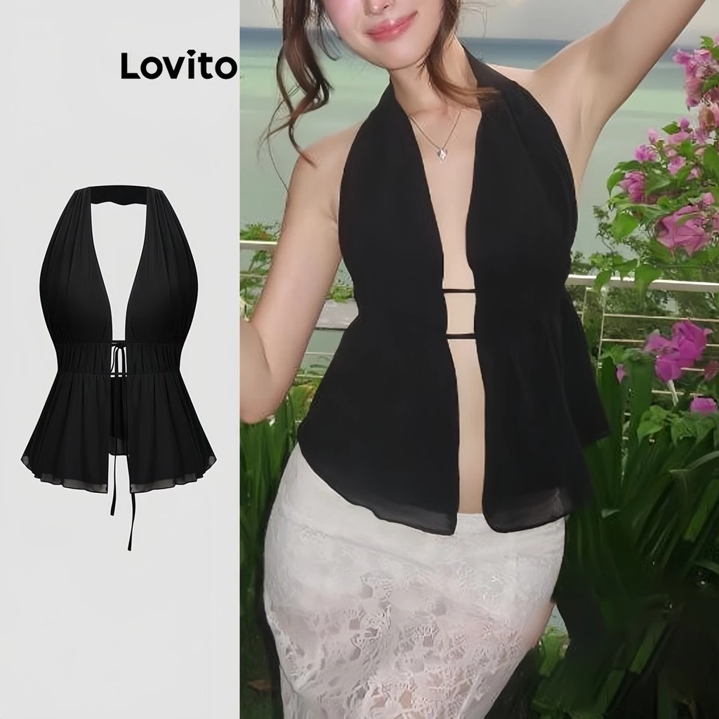 Lovito Áo Ba Lỗ Hở Lưng Gợi Cảm Cho Nữ Mùa Hè/xuân L122AD045