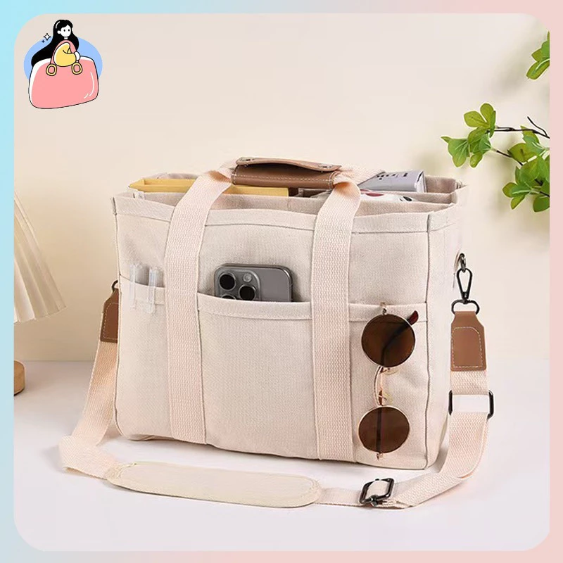 Túi Vải canvas túi tote đeo chéo tote bag túi vải 30*15*25CM Cỡ Lớn dễ phối túi nhiều ngăn cho nữ