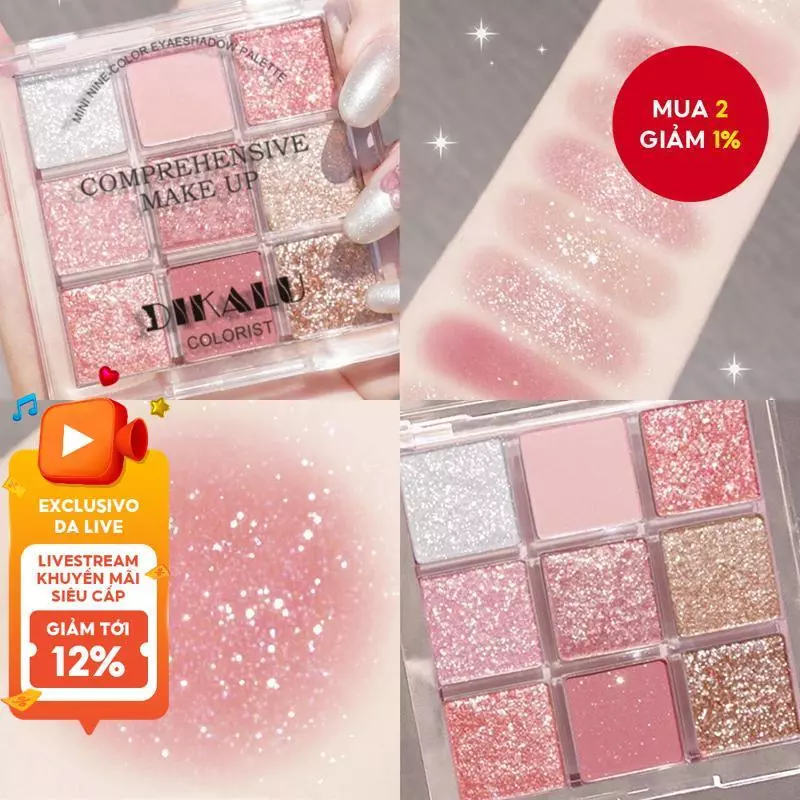 Bảng Phấn Mắt 9 Màu - Matte, Shimmer & Glitter Finishes in Earth Tones, Blue-Purple Smoky Shades