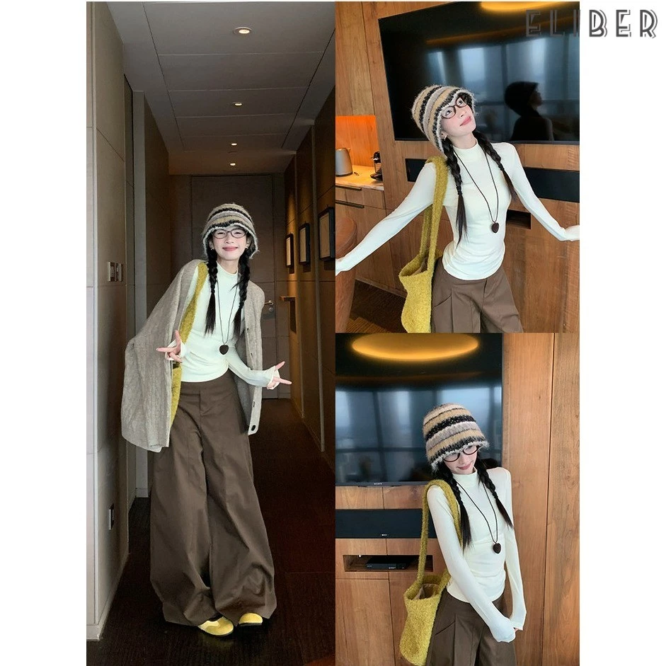 ELIBER- Áo Giữ Nhiệt Lót Nỉ Cho Bạn Nữ Siêu Mềm, Ấm, Co Giãn Mặc Thoải Mái 【Áo Len Quáng Chau Nǔr】