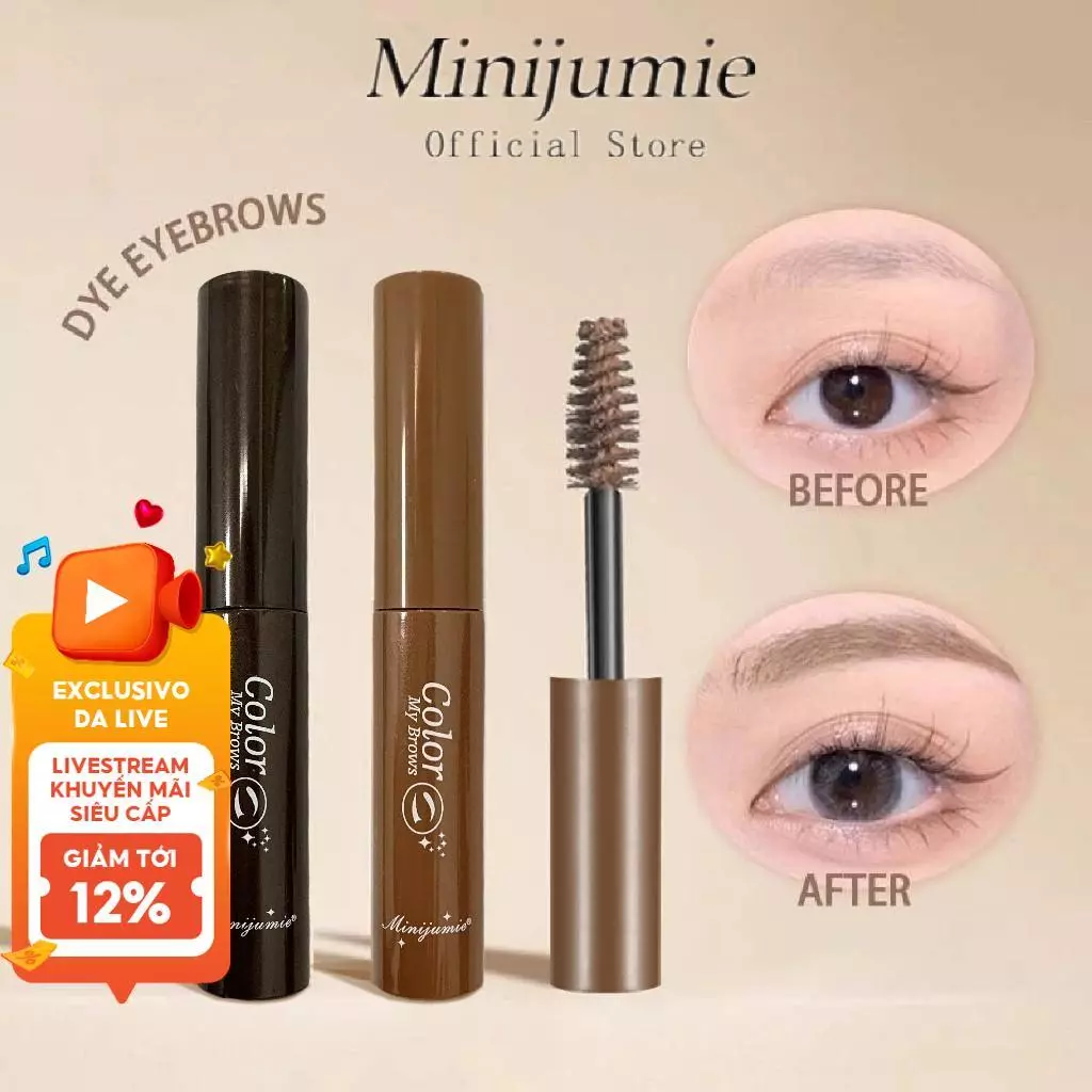 Gel lông mày Minijimie - Trang điểm chống thấm nước, chống nhòe & lâu trôi (Tint tự nhiên)