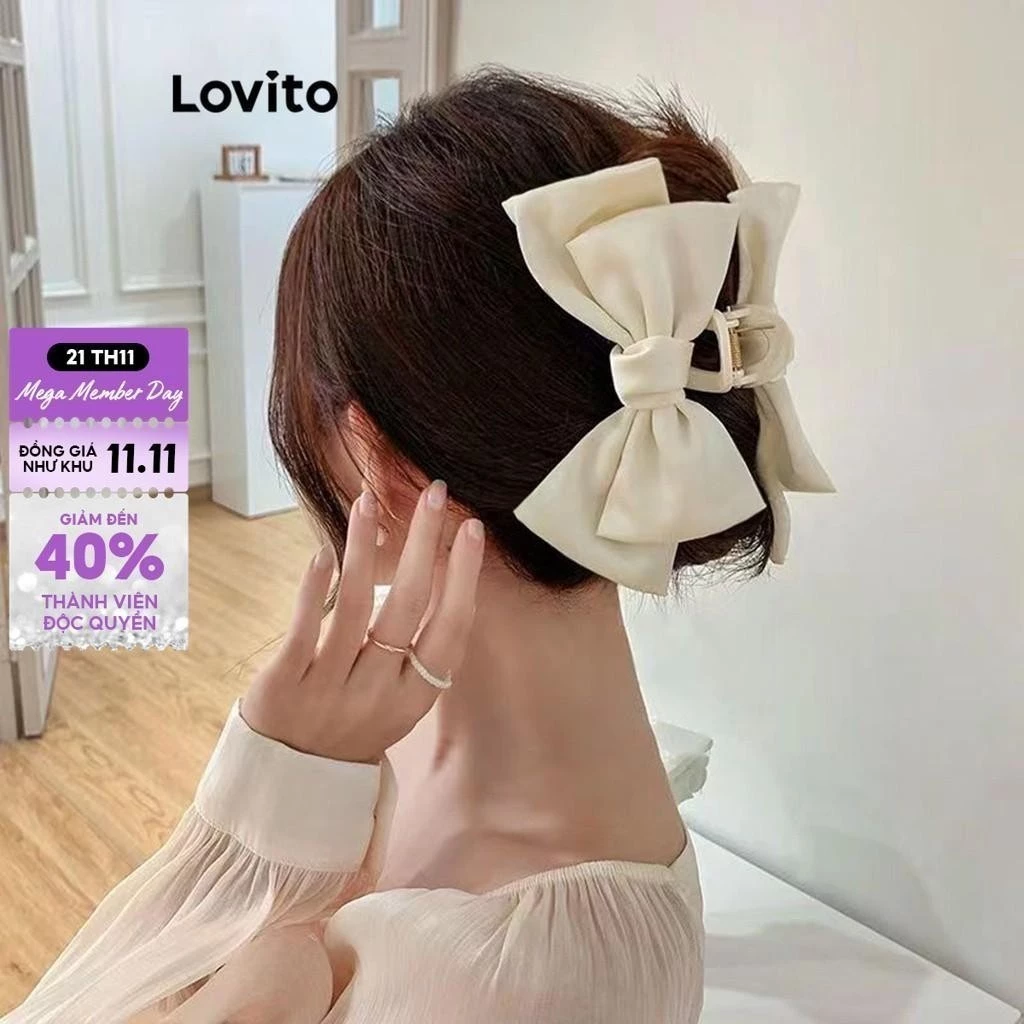 Lovito Kẹp Tóc Thường Ngày Nơ Trơn Kẹp Tóc Cho Nữ LFA08154  (Trắng / Hồng / Xanh / Đen)