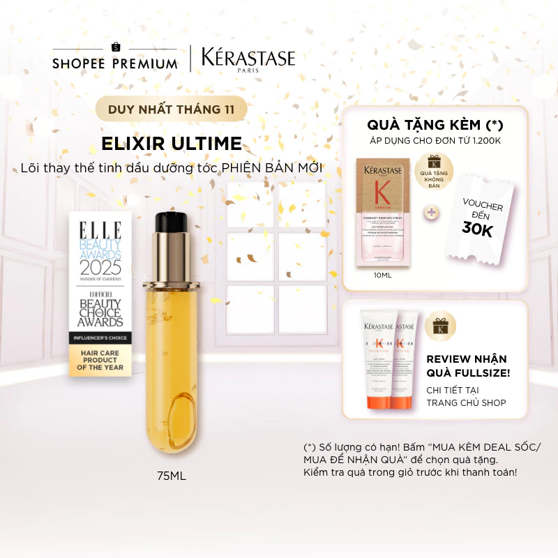 [MỚI] Lõi refill tinh dầu dưỡng giúp tóc bóng mượt & giảm chẻ ngọn  - Kérastase Elixir Ultime Oil 75ml
