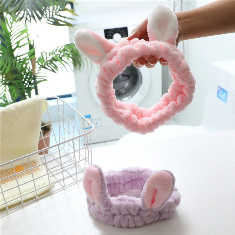 Băng Đô Tai Thỏ Mềm Mại Chống Trượt Để Rửa Mặt, Cài Tóc, Trang Điểm, Tắm Cho Nữ [ Hỏa Tốc HCM ]