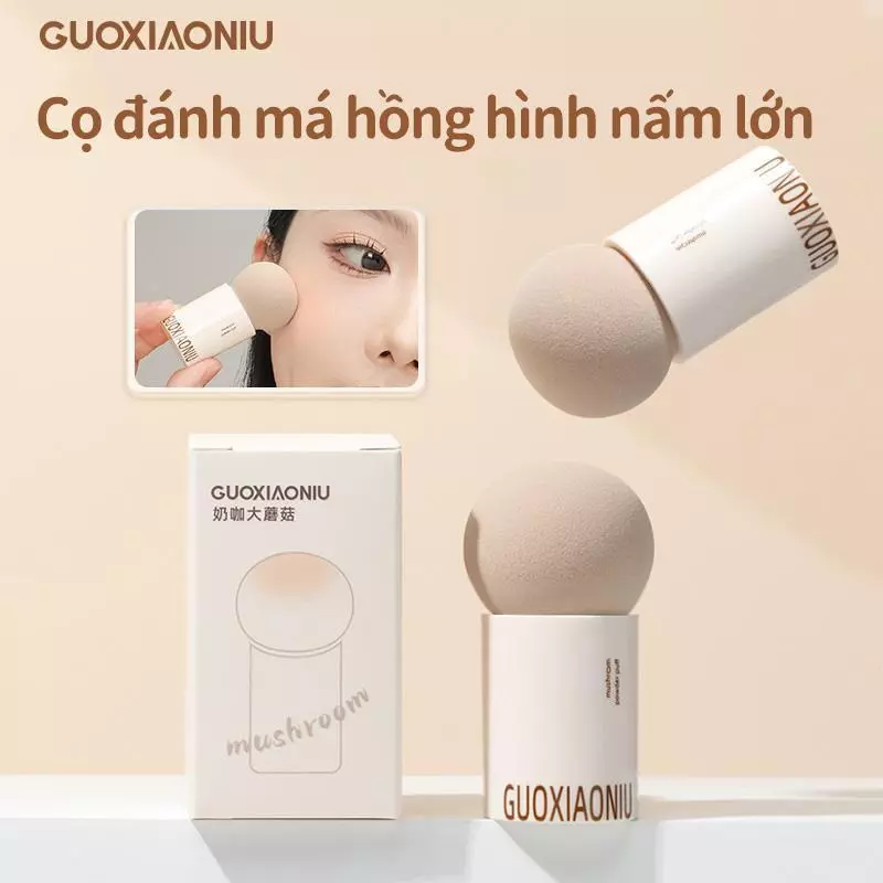 GUOXIAONIU Mushroom Head Blush Brush Smooth Color Blending Natural Foundation Wet Dry Use Gentle on Skin Dễ dàng cho người mới bắt đầu Công cụ trang điểm đa năng