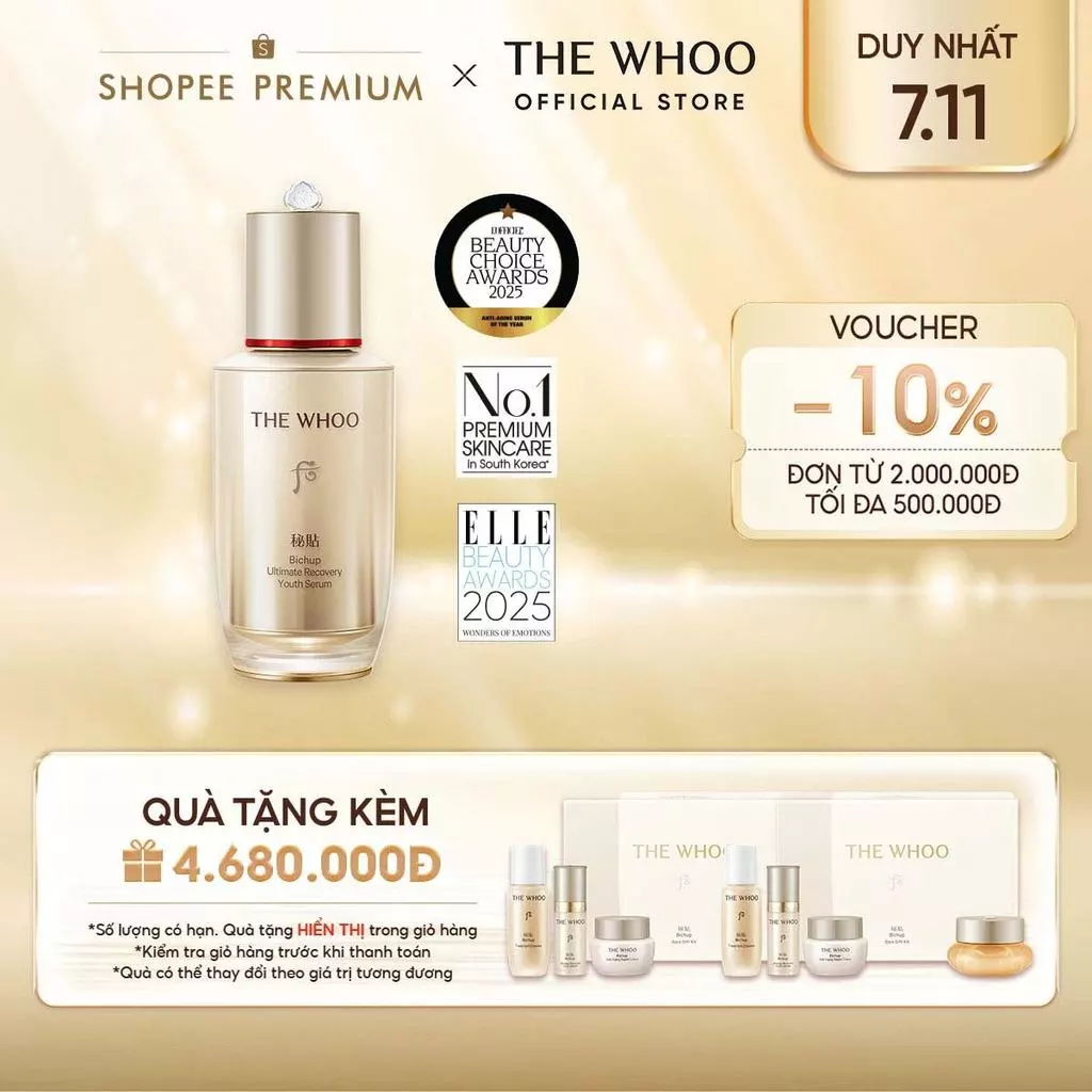 [THE WHOO OFFICIAL] Tinh chất tự sinh chống lão hóa thế hệ thứ 4 THE WHOO Bichup Ultimate Recovery Youth Serum 50ml
