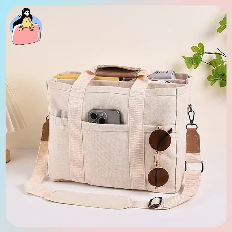 Túi Vải canvas túi tote đeo chéo tote bag túi vải 30*15*25CM Cỡ Lớn dễ phối túi nhiều ngăn cho nữ