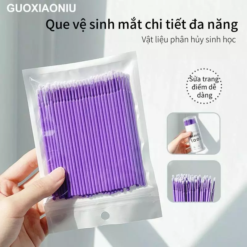Khăn bông chỉnh sửa trang điểm GUOXIAONIU, đầu nhọn không xơ, bút kẻ mắt & lông mày chính xác