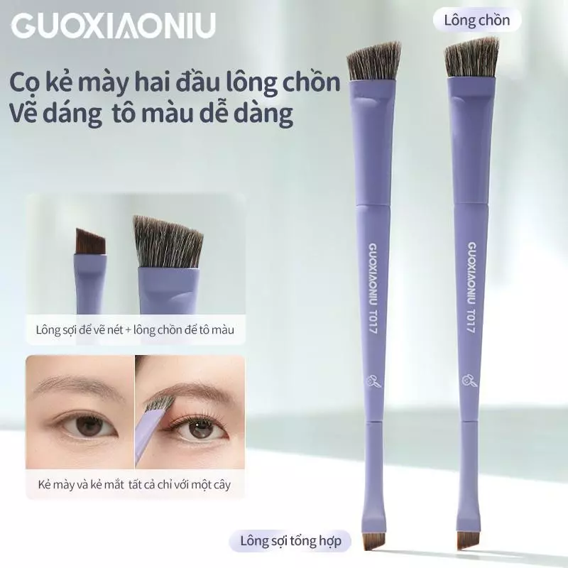 GUOXIAONIU Rabbit Series Bàn chải lông mày hai đầu T017 Tóc chồn mềm Đầu nghiêng siêu mỏng Định hình lông mày tự nhiên Thích hợp cho người mới bắt đầu & chuyên gia