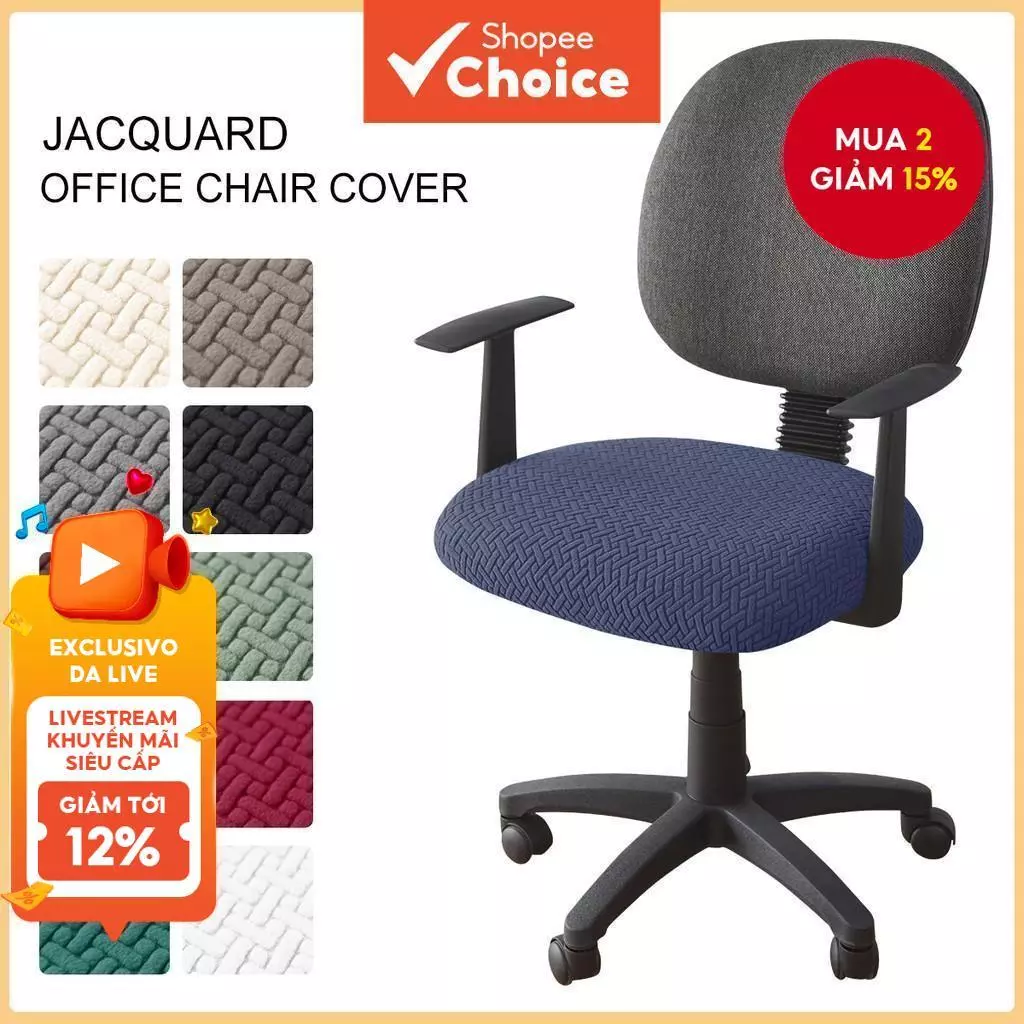 Vỏ Bọc Ghế Ngồi Máy Tính Văn Phòng Mềm Co Giãn Chống Trượt Có Thể Giặt Sạch