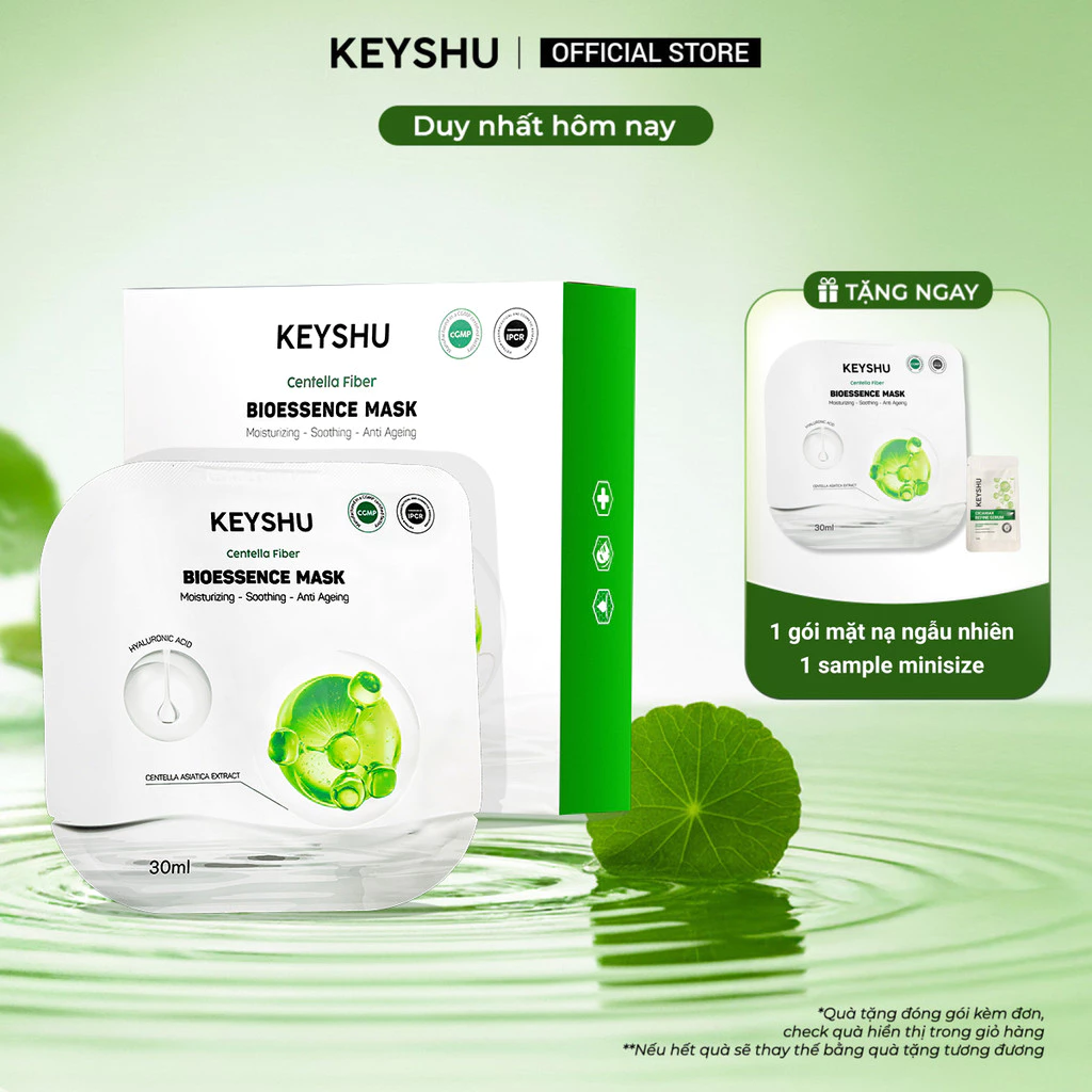 1 Hộp Mặt Nạ Sợi Xơ Rau Má Centella Fiber KEYSHU Dưỡng Ẩm, Hỗ Trợ Ngăn Ngừa Lão Hóa 10 Miếng 30ML