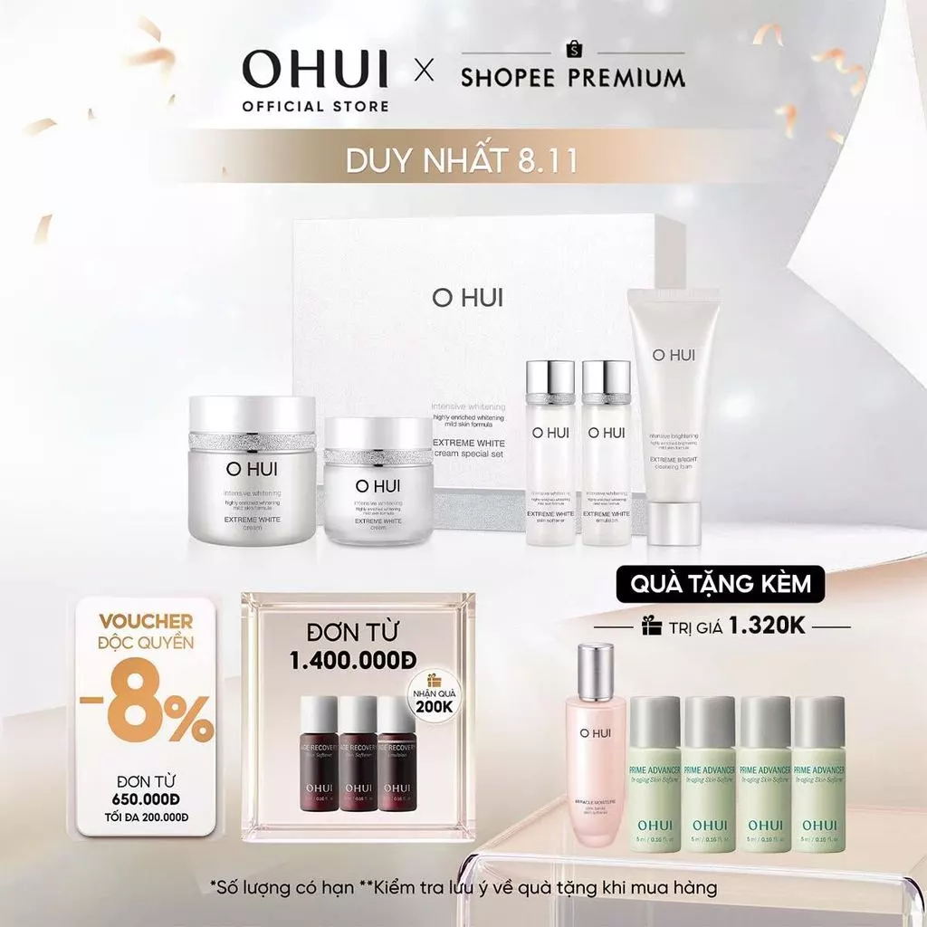 [OHUI Official] Bộ kem dưỡng trắng da toàn diện cao cấp 5 món OHUI Extreme White Cream 5pcs Set 160ml
