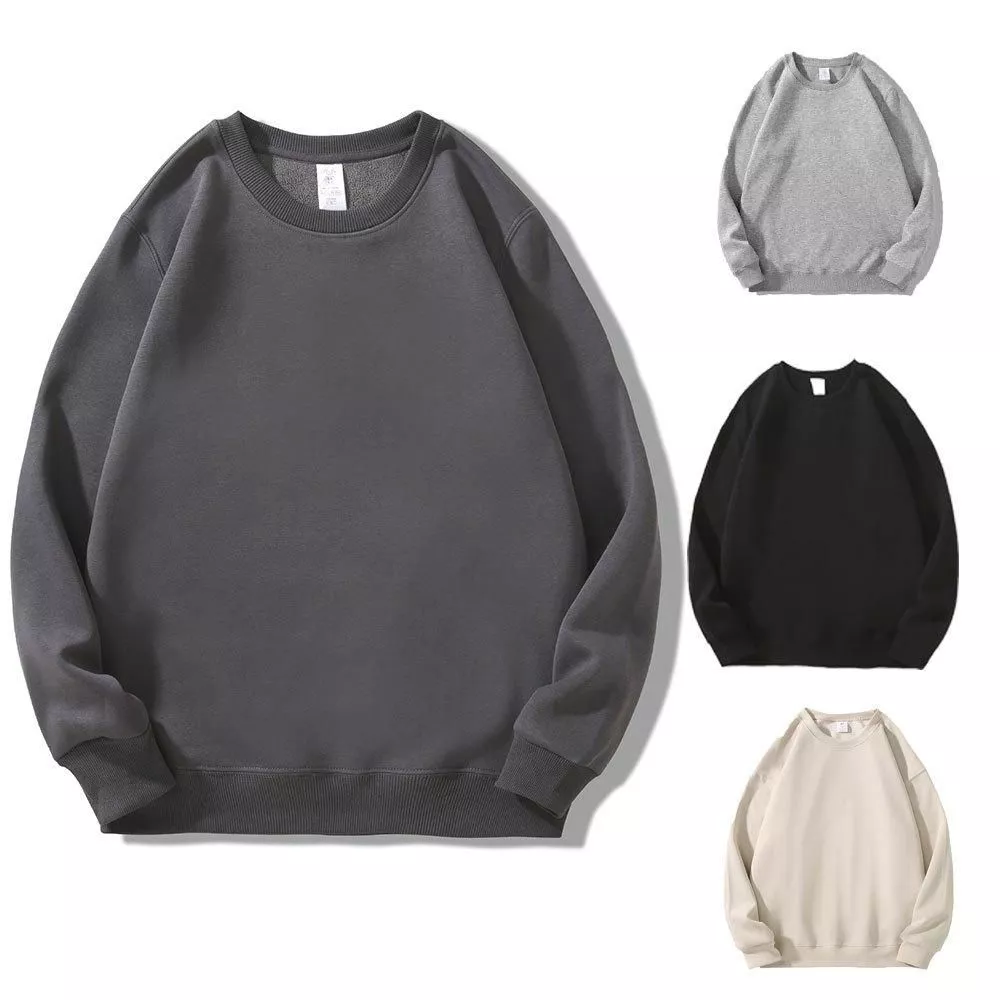 Áo sweater nam nữ trơn của 2025-2026,Áo nỉ bông cổ tròn fom rộng bassi phong cách hàn quốc