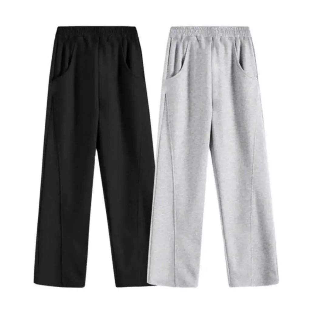 Quần thun ống rộng  sọc gân vải thun của 2025-2026 dặn form suông unisex mùa hè nam nữ mặc cực chất