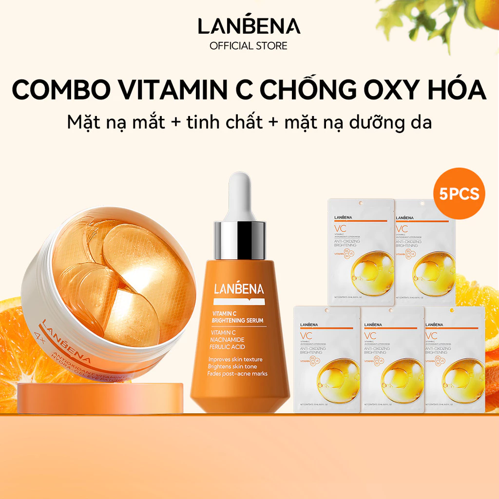 LANBENA Mặt Nạ Mắt + 5PCS Mặt nạ+serum (set)-  hỗ trợ dưỡng ẩm làm trắng mịn da Skincare